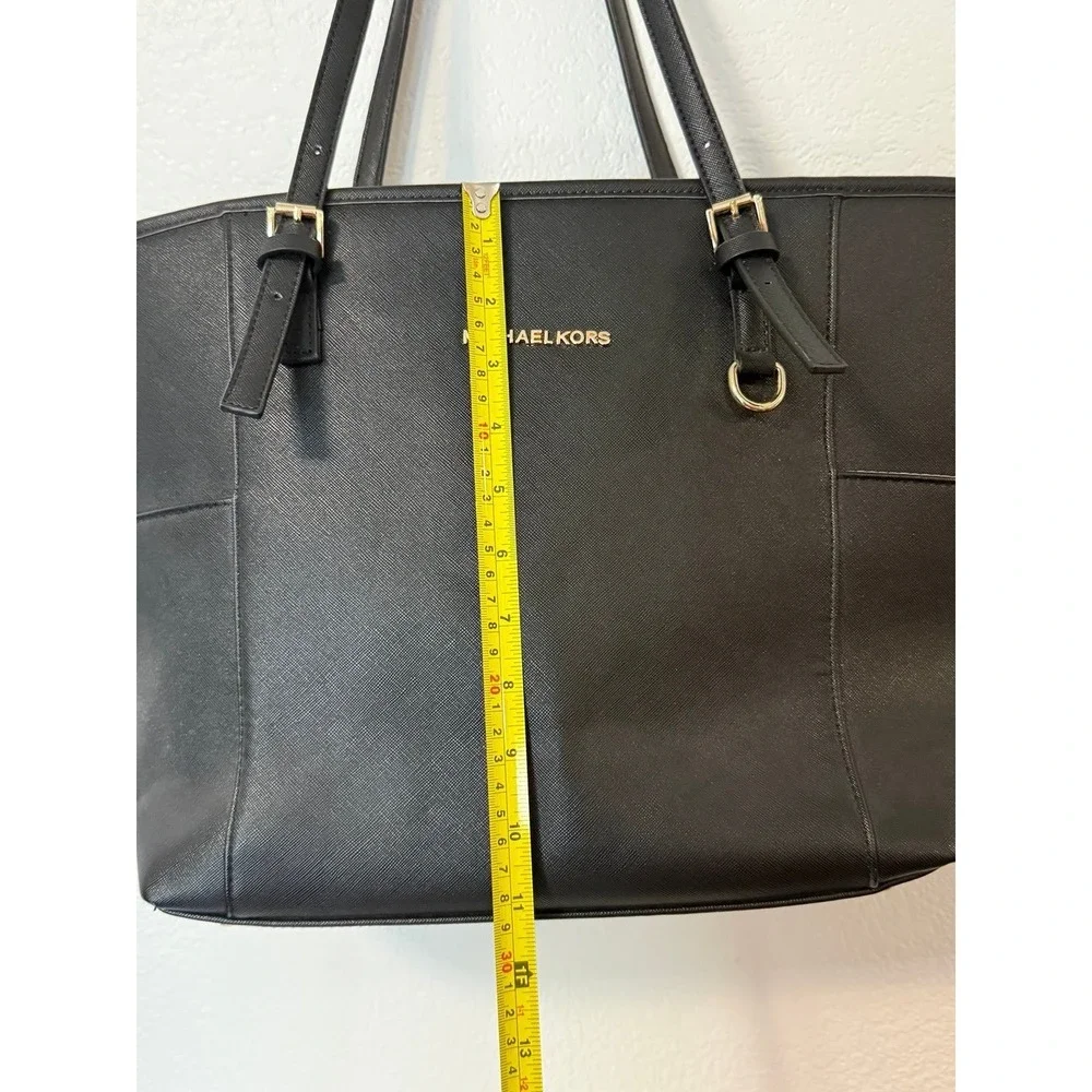 Michael Kors Black Saffiano Leather Tote Bag Large Shoulder Purse Work Bag